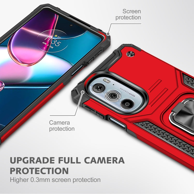 For Motorola Edge 30 Pro Magnetic Armor Shockproof TPU + PC Phone Case with Metal Ring Holder