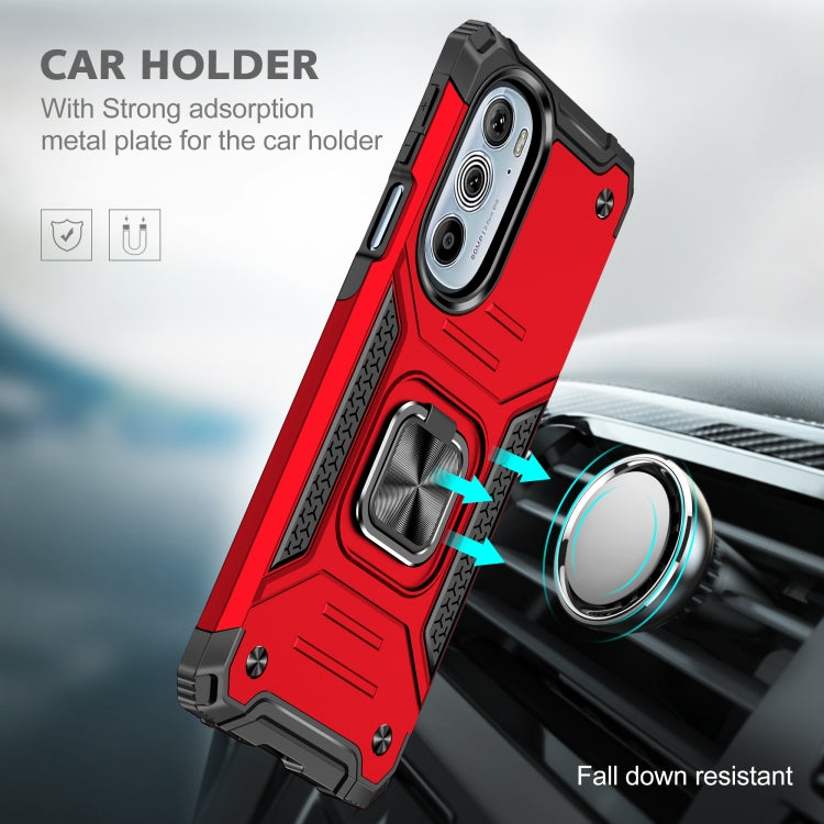 For Motorola Edge 30 Pro Magnetic Armor Shockproof TPU + PC Phone Case with Metal Ring Holder
