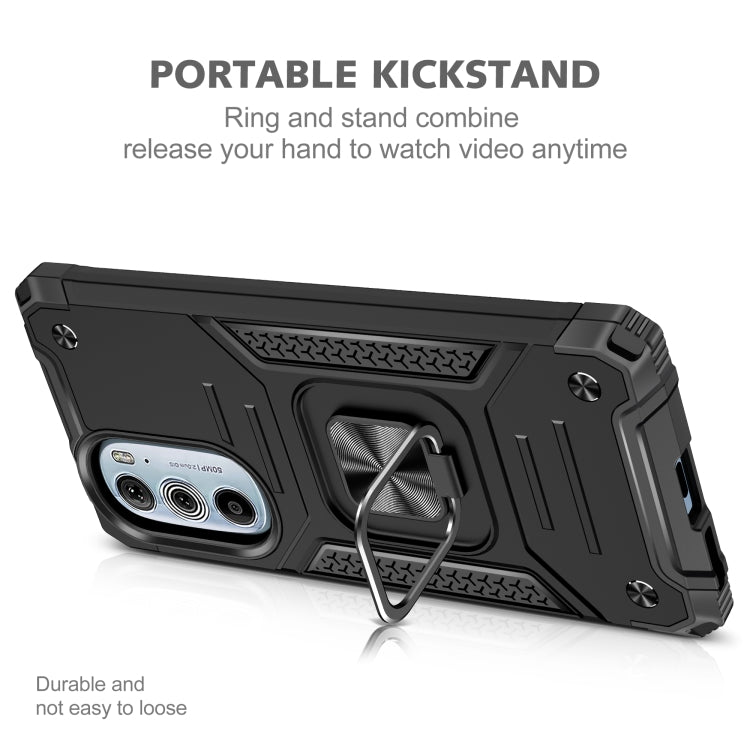 For Motorola Edge 30 Pro Magnetic Armor Shockproof TPU + PC Phone Case with Metal Ring Holder