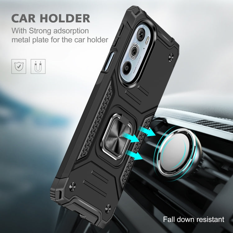 For Motorola Edge 30 Pro Magnetic Armor Shockproof TPU + PC Phone Case with Metal Ring Holder