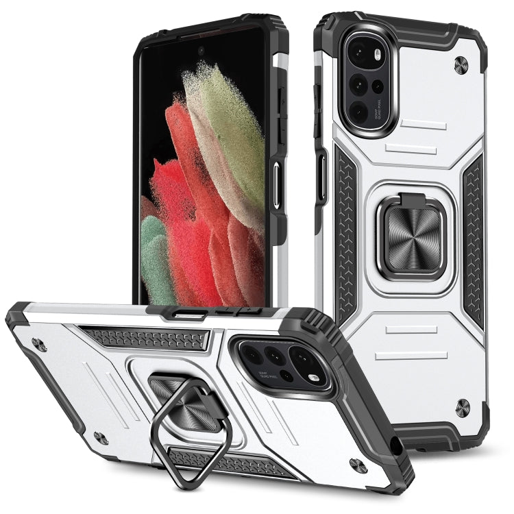 For Motorola Moto G22 Magnetic Armor Shockproof TPU + PC Phone Case with Metal Ring Holder
