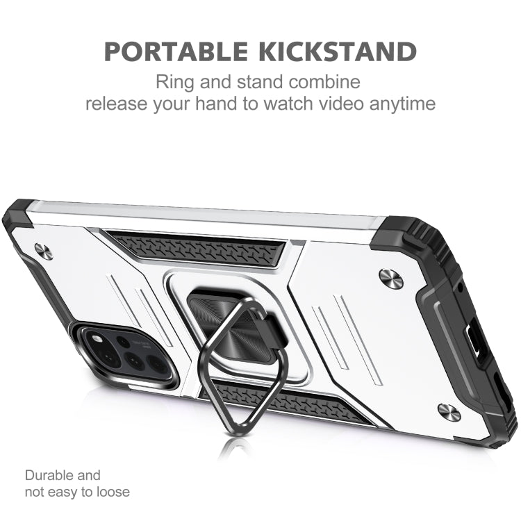 For Motorola Moto G22 Magnetic Armor Shockproof TPU + PC Phone Case with Metal Ring Holder