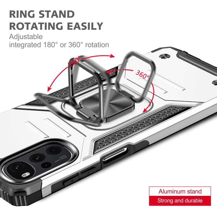 For Motorola Moto G22 Magnetic Armor Shockproof TPU + PC Phone Case with Metal Ring Holder