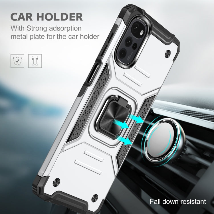 For Motorola Moto G22 Magnetic Armor Shockproof TPU + PC Phone Case with Metal Ring Holder