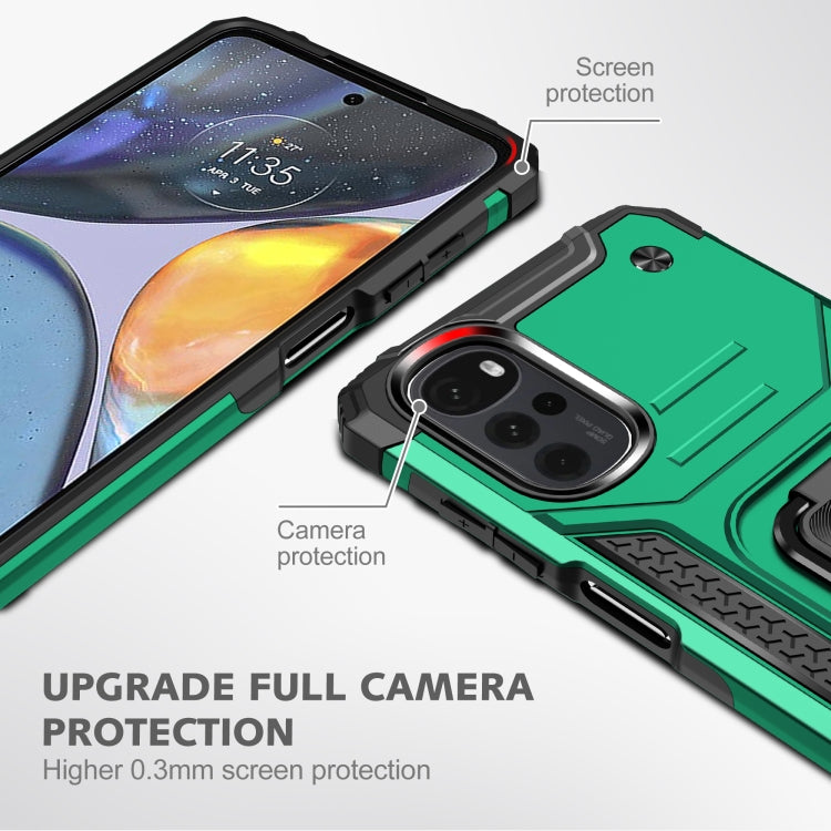 For Motorola Moto G22 Magnetic Armor Shockproof TPU + PC Phone Case with Metal Ring Holder