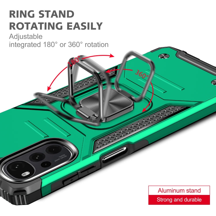 For Motorola Moto G22 Magnetic Armor Shockproof TPU + PC Phone Case with Metal Ring Holder