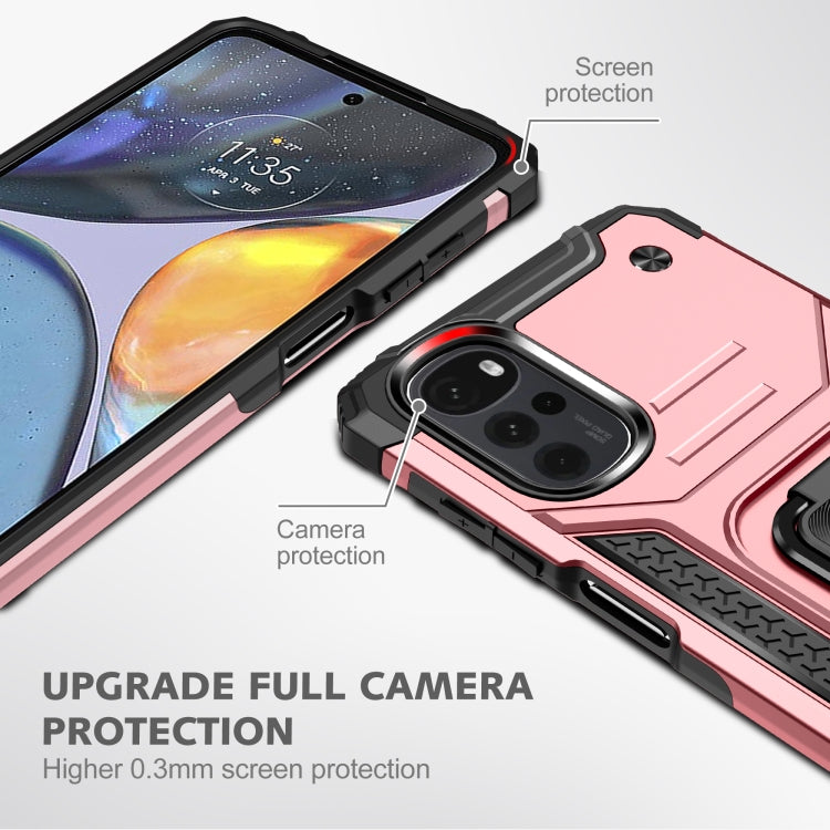 For Motorola Moto G22 Magnetic Armor Shockproof TPU + PC Phone Case with Metal Ring Holder