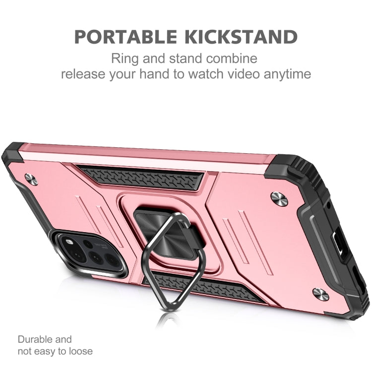For Motorola Moto G22 Magnetic Armor Shockproof TPU + PC Phone Case with Metal Ring Holder