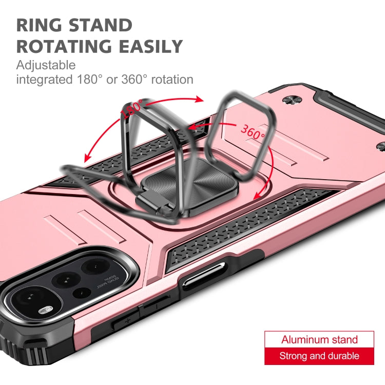 For Motorola Moto G22 Magnetic Armor Shockproof TPU + PC Phone Case with Metal Ring Holder