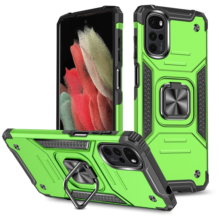 For Motorola Moto G22 Magnetic Armor Shockproof TPU + PC Phone Case with Metal Ring Holder
