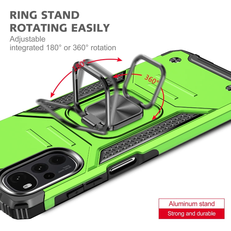For Motorola Moto G22 Magnetic Armor Shockproof TPU + PC Phone Case with Metal Ring Holder