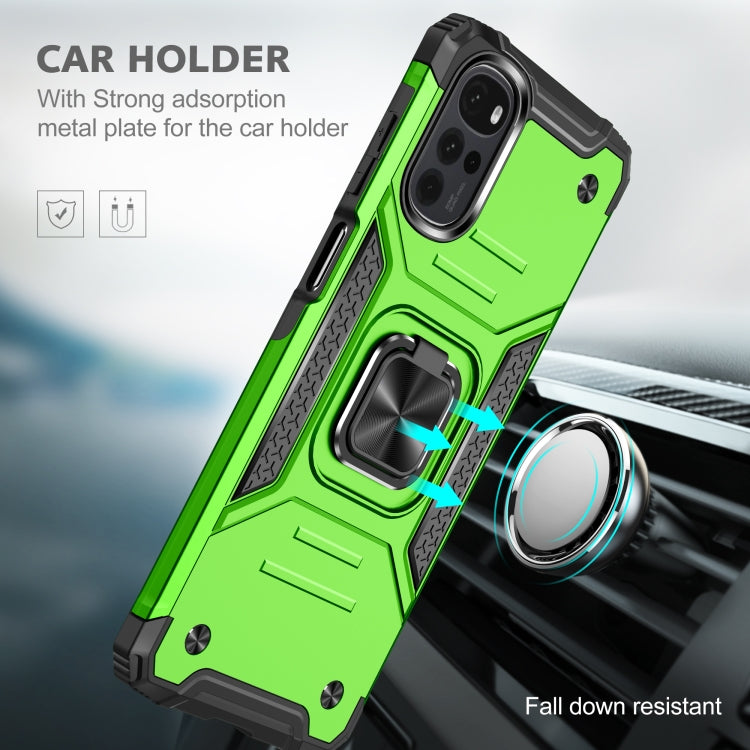 For Motorola Moto G22 Magnetic Armor Shockproof TPU + PC Phone Case with Metal Ring Holder