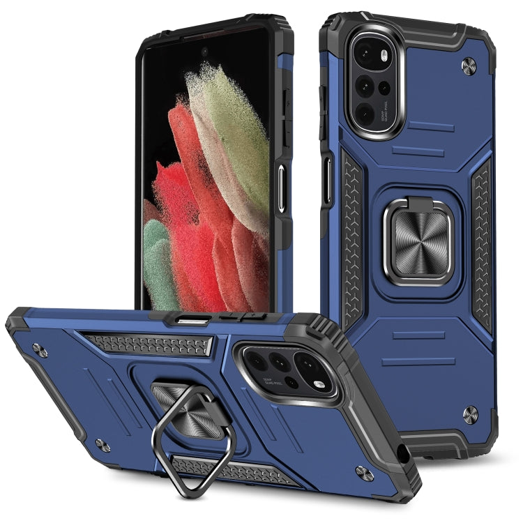 For Motorola Moto G22 Magnetic Armor Shockproof TPU + PC Phone Case with Metal Ring Holder
