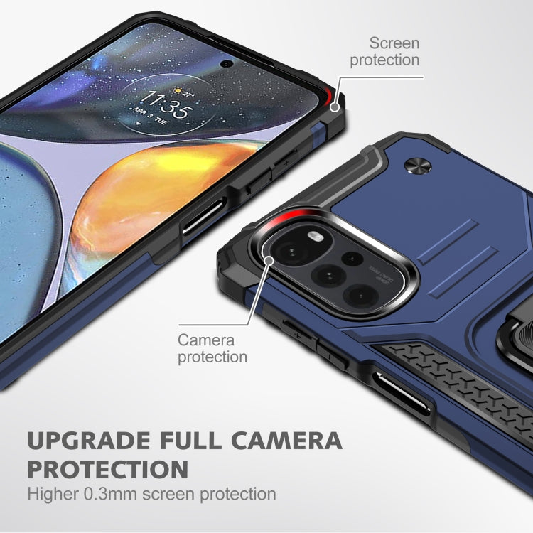 For Motorola Moto G22 Magnetic Armor Shockproof TPU + PC Phone Case with Metal Ring Holder