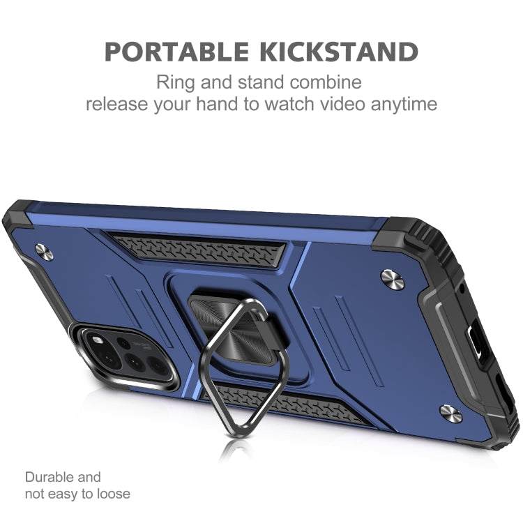 For Motorola Moto G22 Magnetic Armor Shockproof TPU + PC Phone Case with Metal Ring Holder