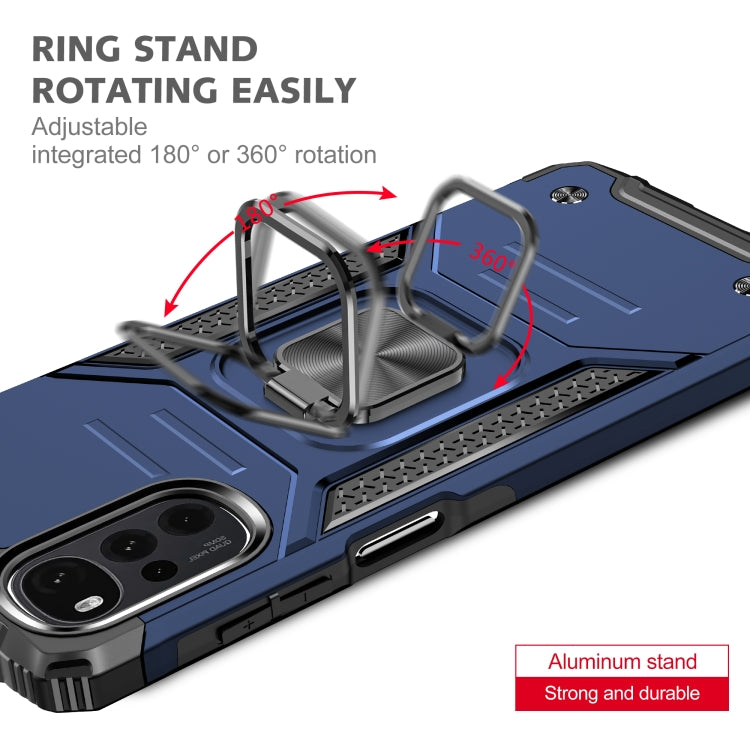For Motorola Moto G22 Magnetic Armor Shockproof TPU + PC Phone Case with Metal Ring Holder