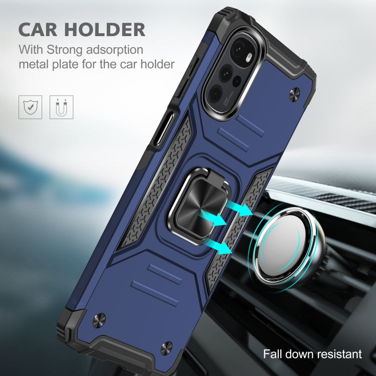 For Motorola Moto G22 Magnetic Armor Shockproof TPU + PC Phone Case with Metal Ring Holder