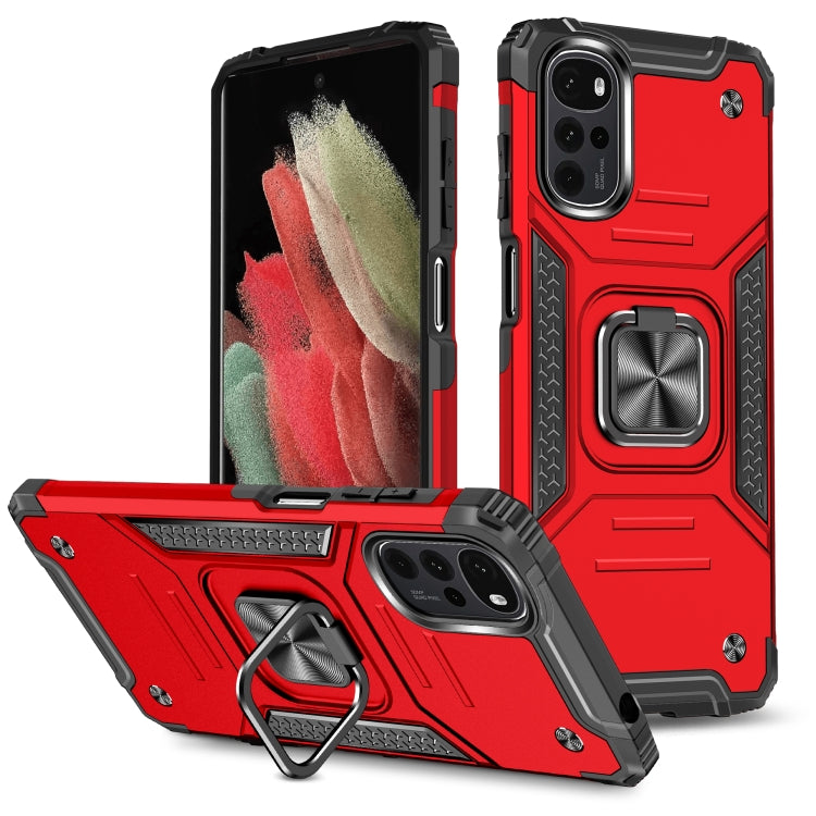 For Motorola Moto G22 Magnetic Armor Shockproof TPU + PC Phone Case with Metal Ring Holder