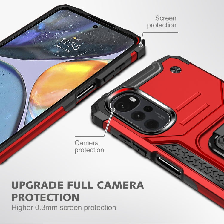 For Motorola Moto G22 Magnetic Armor Shockproof TPU + PC Phone Case with Metal Ring Holder