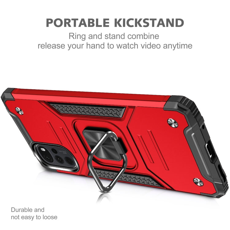 For Motorola Moto G22 Magnetic Armor Shockproof TPU + PC Phone Case with Metal Ring Holder