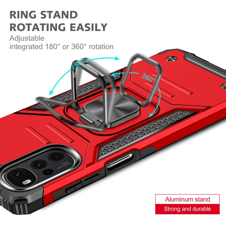 For Motorola Moto G22 Magnetic Armor Shockproof TPU + PC Phone Case with Metal Ring Holder