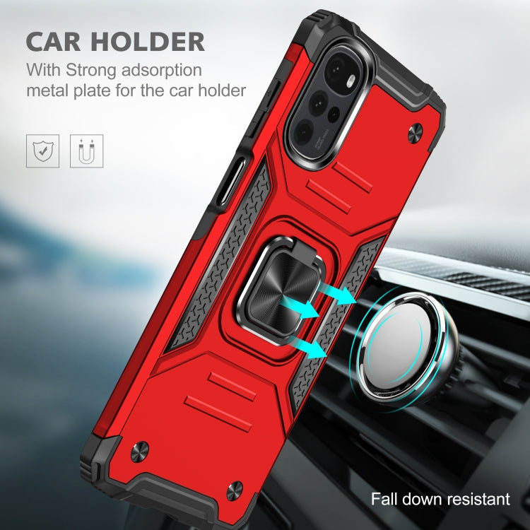 For Motorola Moto G22 Magnetic Armor Shockproof TPU + PC Phone Case with Metal Ring Holder