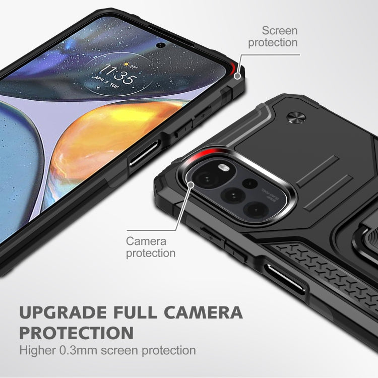 For Motorola Moto G22 Magnetic Armor Shockproof TPU + PC Phone Case with Metal Ring Holder