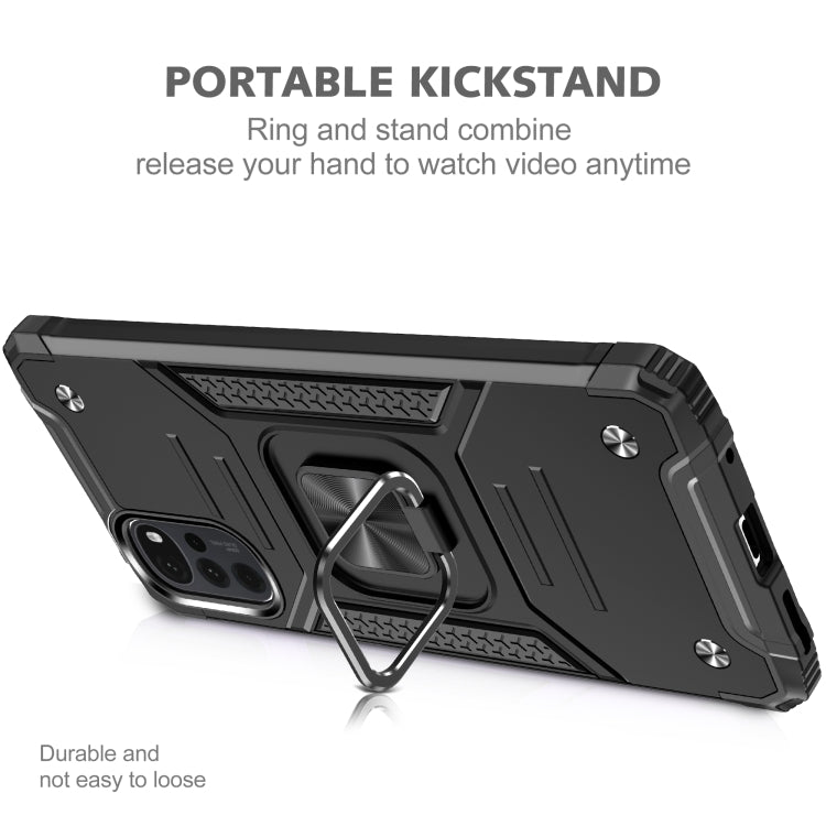 For Motorola Moto G22 Magnetic Armor Shockproof TPU + PC Phone Case with Metal Ring Holder