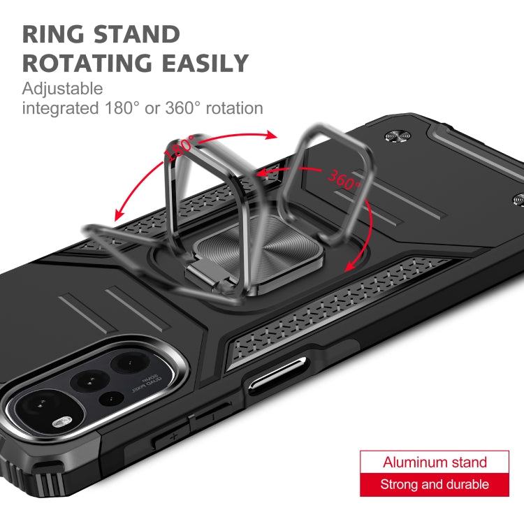 For Motorola Moto G22 Magnetic Armor Shockproof TPU + PC Phone Case with Metal Ring Holder