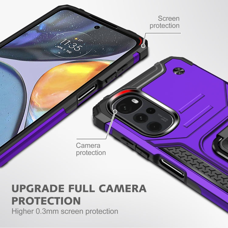 For Motorola Moto G22 Magnetic Armor Shockproof TPU + PC Phone Case with Metal Ring Holder