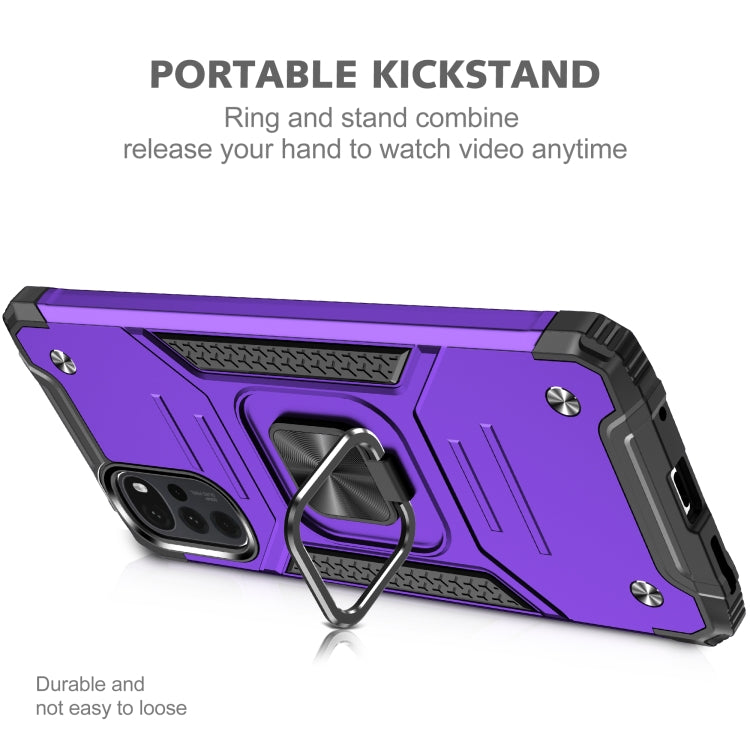For Motorola Moto G22 Magnetic Armor Shockproof TPU + PC Phone Case with Metal Ring Holder
