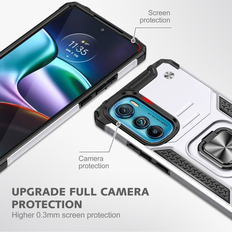 For Motorola Edge 30 Magnetic Armor Shockproof TPU + PC Phone Case with Metal Ring Holder
