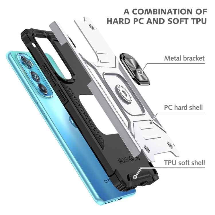 For Motorola Edge 30 Magnetic Armor Shockproof TPU + PC Phone Case with Metal Ring Holder