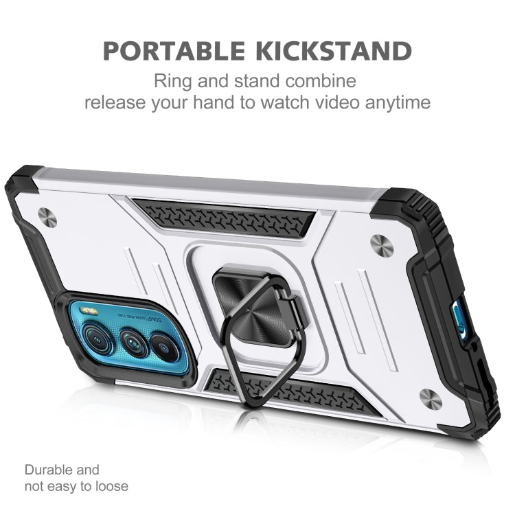 For Motorola Edge 30 Magnetic Armor Shockproof TPU + PC Phone Case with Metal Ring Holder