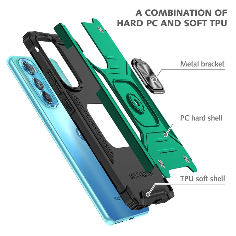 For Motorola Edge 30 Magnetic Armor Shockproof TPU + PC Phone Case with Metal Ring Holder