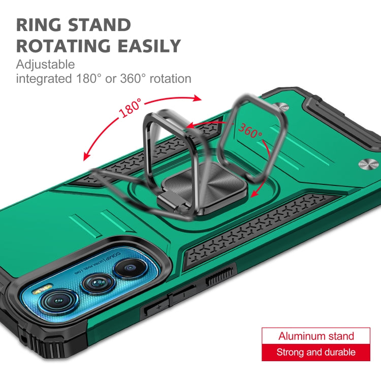 For Motorola Edge 30 Magnetic Armor Shockproof TPU + PC Phone Case with Metal Ring Holder