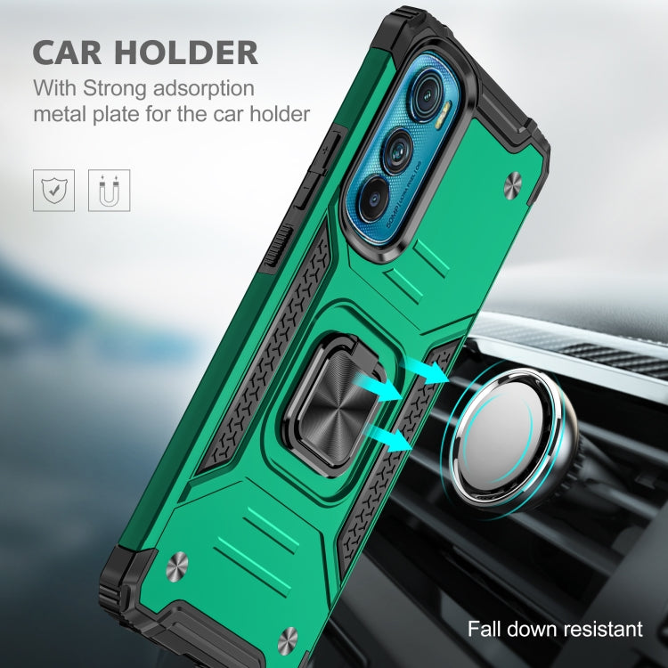 For Motorola Edge 30 Magnetic Armor Shockproof TPU + PC Phone Case with Metal Ring Holder