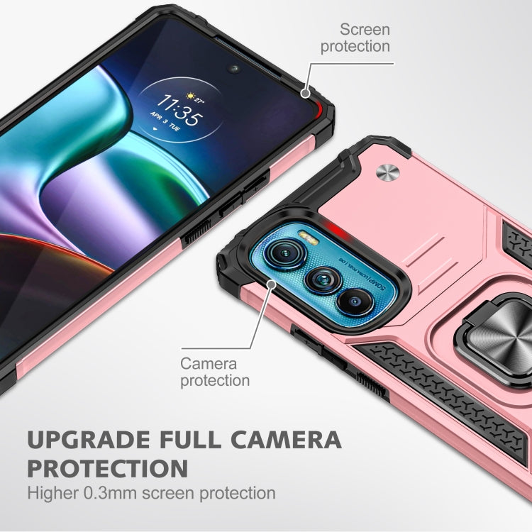 For Motorola Edge 30 Magnetic Armor Shockproof TPU + PC Phone Case with Metal Ring Holder