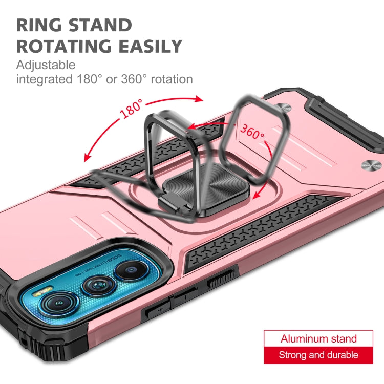 For Motorola Edge 30 Magnetic Armor Shockproof TPU + PC Phone Case with Metal Ring Holder
