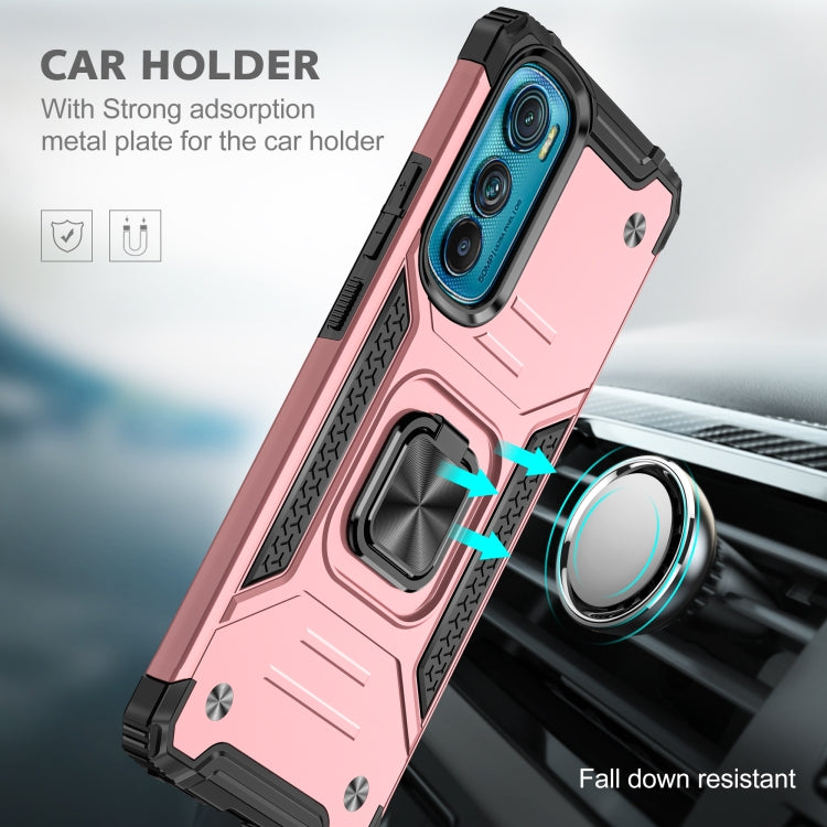 For Motorola Edge 30 Magnetic Armor Shockproof TPU + PC Phone Case with Metal Ring Holder