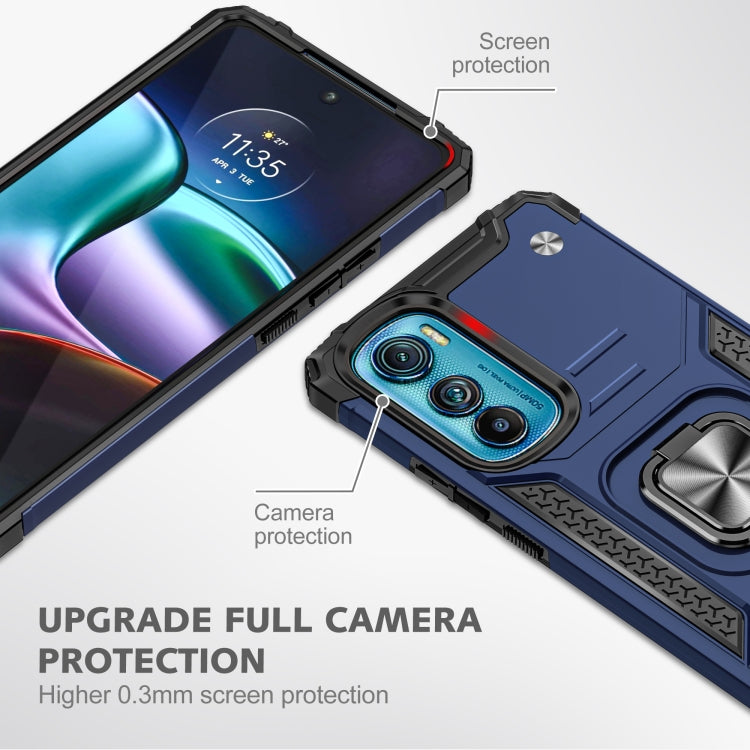 For Motorola Edge 30 Magnetic Armor Shockproof TPU + PC Phone Case with Metal Ring Holder