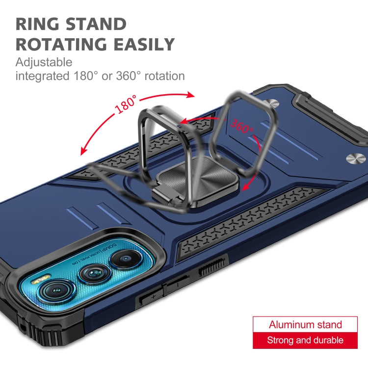 For Motorola Edge 30 Magnetic Armor Shockproof TPU + PC Phone Case with Metal Ring Holder