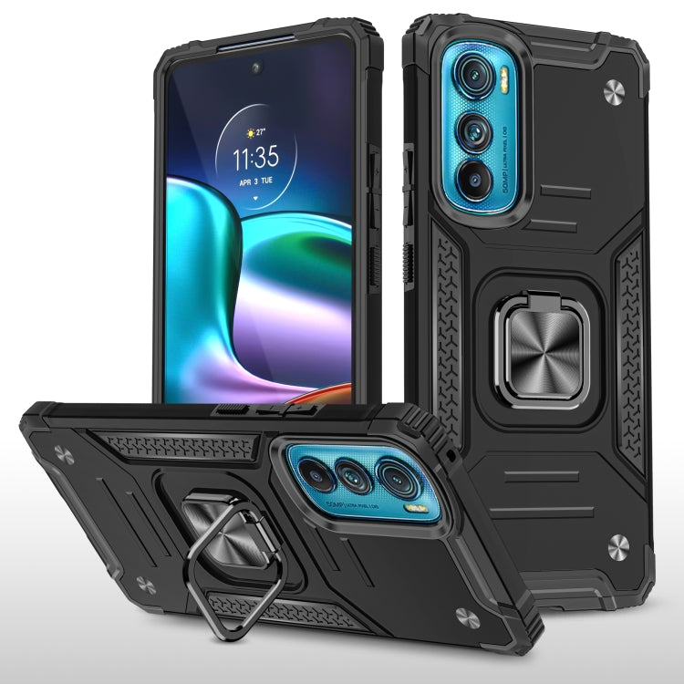 For Motorola Edge 30 Magnetic Armor Shockproof TPU + PC Phone Case with Metal Ring Holder