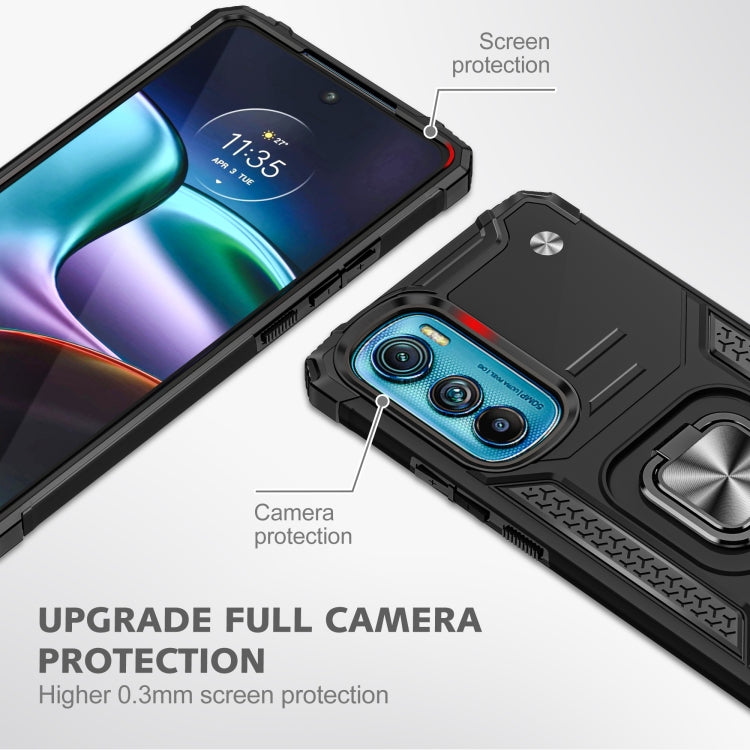 For Motorola Edge 30 Magnetic Armor Shockproof TPU + PC Phone Case with Metal Ring Holder