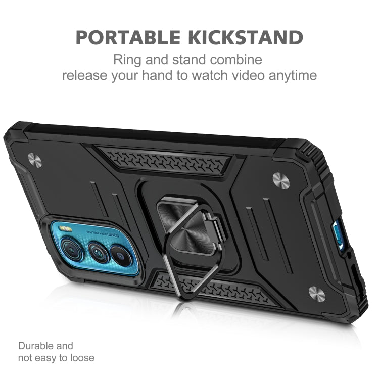 For Motorola Edge 30 Magnetic Armor Shockproof TPU + PC Phone Case with Metal Ring Holder