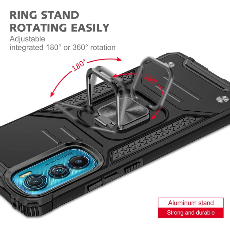 For Motorola Edge 30 Magnetic Armor Shockproof TPU + PC Phone Case with Metal Ring Holder