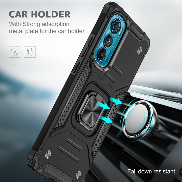 For Motorola Edge 30 Magnetic Armor Shockproof TPU + PC Phone Case with Metal Ring Holder