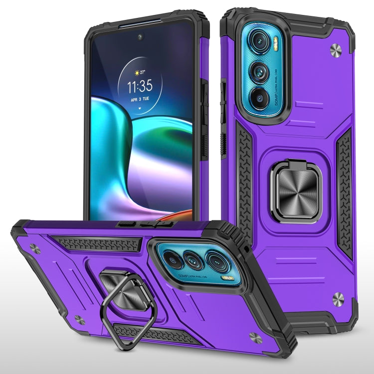 For Motorola Edge 30 Magnetic Armor Shockproof TPU + PC Phone Case with Metal Ring Holder