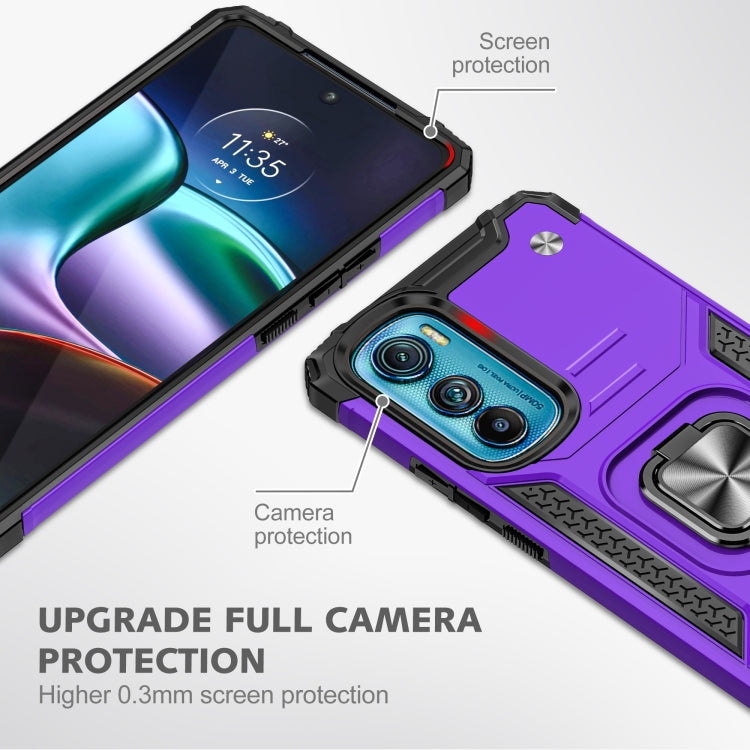For Motorola Edge 30 Magnetic Armor Shockproof TPU + PC Phone Case with Metal Ring Holder
