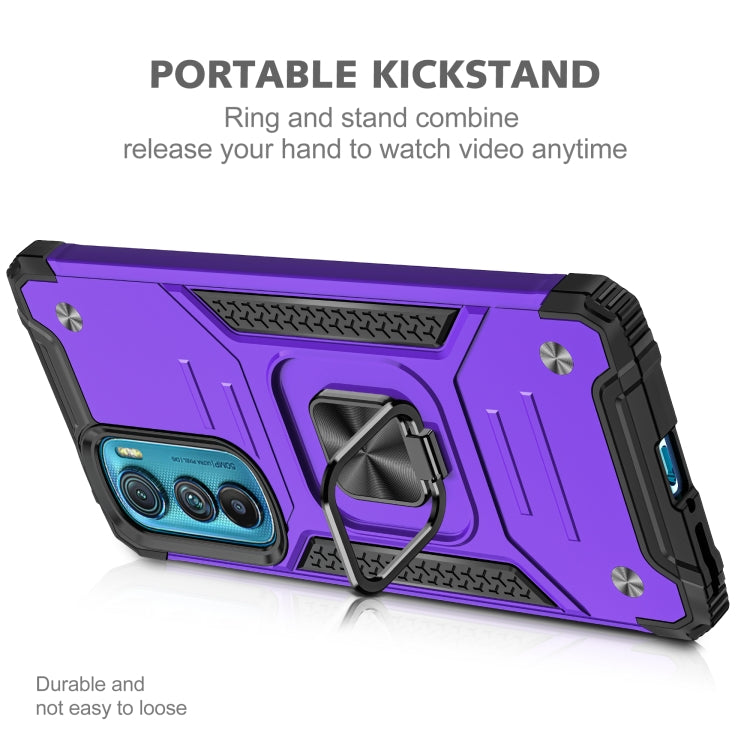 For Motorola Edge 30 Magnetic Armor Shockproof TPU + PC Phone Case with Metal Ring Holder